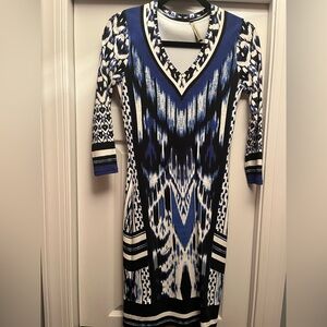 Roberto Cavalli Blue and Black Midi Dress